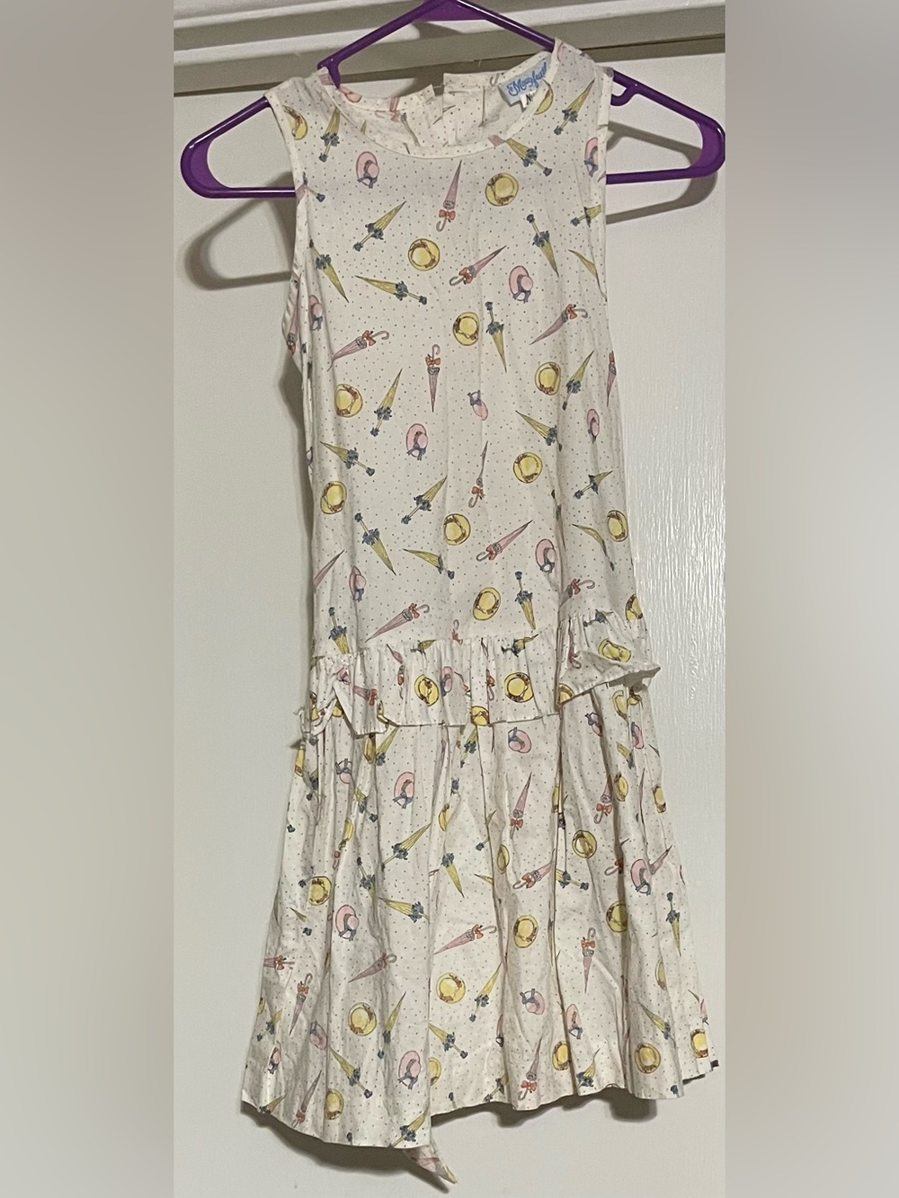 VTG Mousefeathers Nieman Marcus girls Parasol Print Dress Size 7 Made in USA